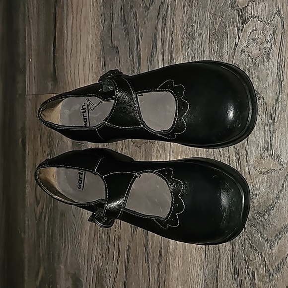 Earth Mary Jane low-wedge heels black leather size 41 comfy (i4) - Picture 1 of 8